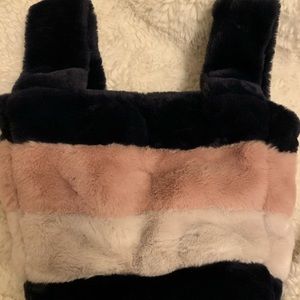 FAUX Mink Multicolored Striped Handbag